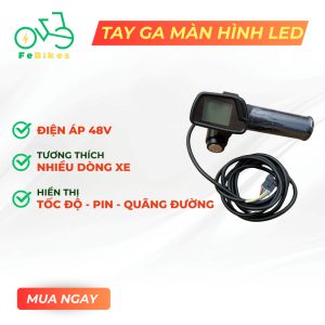 Tay ga xe điện và màn hình hiển thị pin - vận tốc - quãng đường