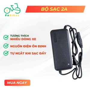 Sạc xe điện 48V 2a pin lithium tự động ngắt điện 54.6V - Chân tròn 3 kim